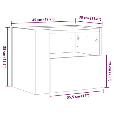 vidaXL Нощни шкафчета за стенен монтаж 2 бр бетонно сиви 45x30x35 см