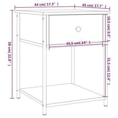 vidaXL Нощни масички, 2 бр, cив сонома, 44x45x58 см, инженерно дърво