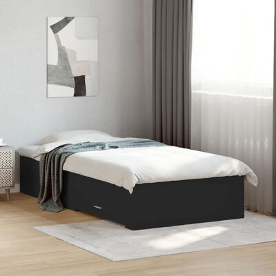 vidaXL Рамка за легло с чекмеджета, черна, 200x200 см, инженерно дърво
