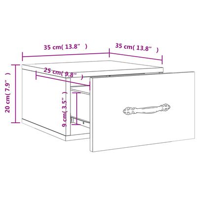 vidaXL Нощни шкафчета за стенен монтаж, 2 бр, бял гланц, 35x35x20 см