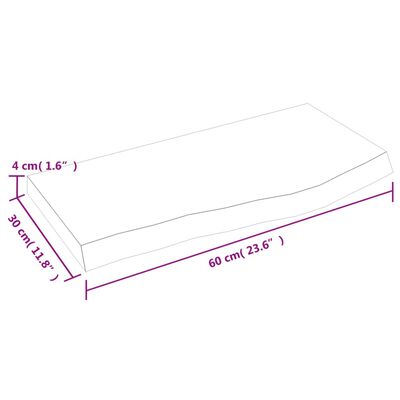 vidaXL Плот за баня 60x30x(2-4) см необработено масивно дърво