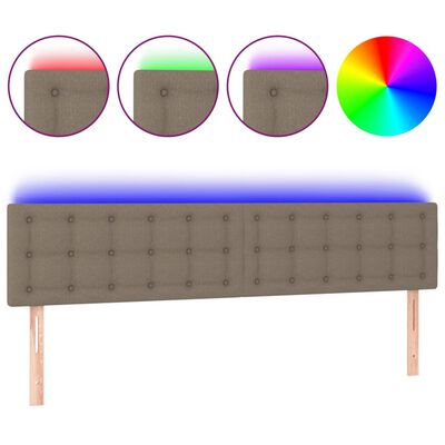 vidaXL LED горна табла за легло, таупе, 180x5x78/88 см, плат