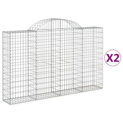 vidaXL Габионни кошници арка 2 бр 200x30x120/140см поцинковано желязо