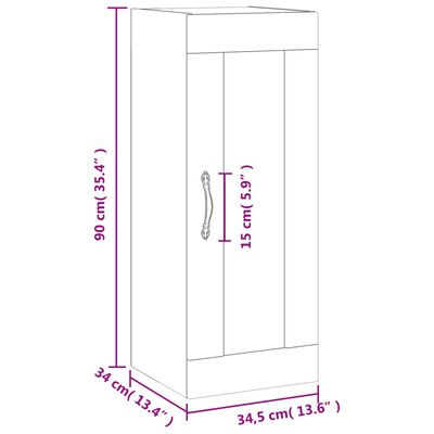 vidaXL Стенен шкаф дъб сонома 34,5x34x90 см