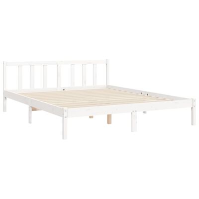 vidaXL Рамка за легло с табла, бяла, 160х200 см, масивно дърво