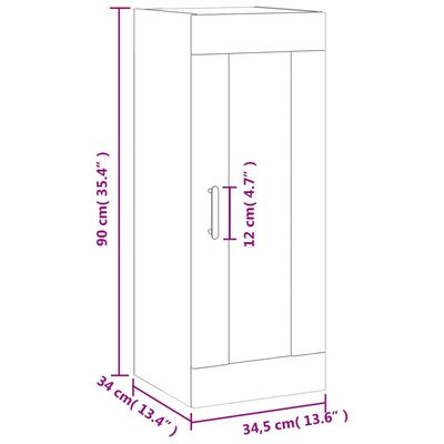 vidaXL Стенен шкаф дъб сонома 34,5x34x90 см