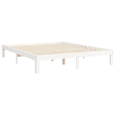 vidaXL Рамка за легло с табла бяла 5FT King Size масивно дърво