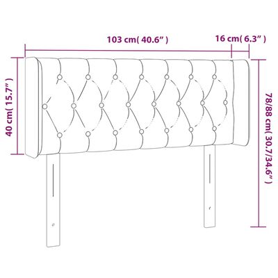 vidaXL LED горна табла за легло, таупе, 103x16x78/88 см, плат