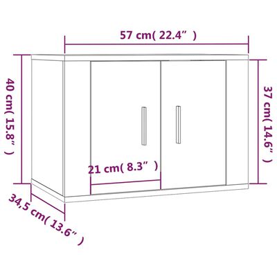 vidaXL ТВ шкафове за стенен монтаж, 2 бр, бетонно сиви, 57x34,5x40 см