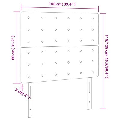 vidaXL LED горна табла за легло, черна, 100x5x118/128 см, плат