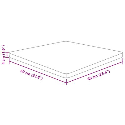 vidaXL Квадратен плот за маса, тъмнокафяв, 60x60x4 см, дъб масив