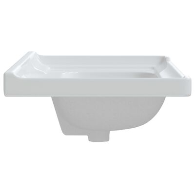 vidaXL Мивка за баня, бяла, 61x48x23 см, правоъгълна, керамика