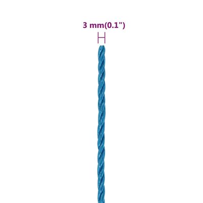 vidaXL Работно въже синьо 3 мм 500 м полипропилен
