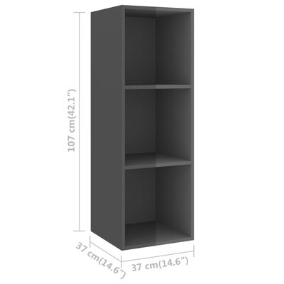 vidaXL ТВ шкафове за стенен монтаж, 4 бр, сив гланц, инженерно дърво