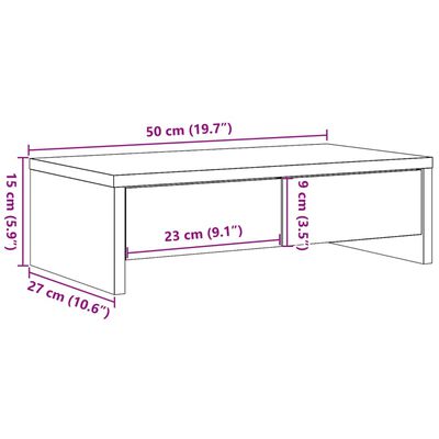 vidaXL Стойка за монитор с чекмеджета 50x27x15 см инженерно дърво