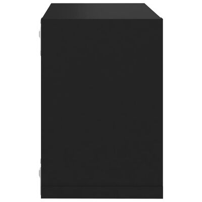 vidaXL Стенни кубични рафтове, 4 бр, черни, 22x15x22 см