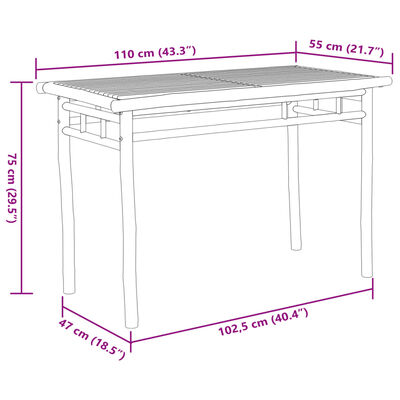 vidaXL Градинска трапезна маса 110x55x75 см бамбук