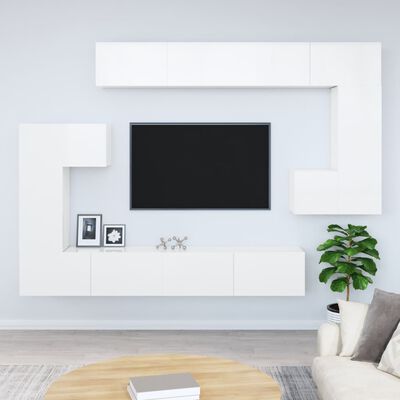 vidaXL ТВ шкафове за стенен монтаж, Бял гланц, инженерно дърво