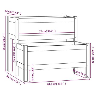 vidaXL Плантер, 84,5x84x75 см, борово дърво масив