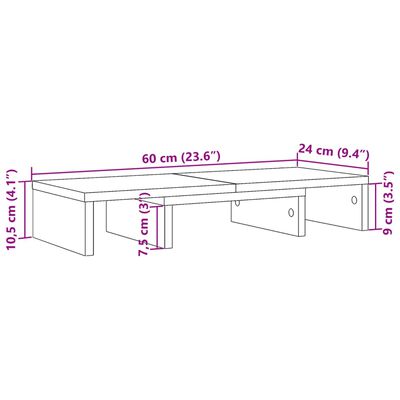 vidaXL Регулируема поставка за монитор, опушен дъб, 60x24x10,5 см