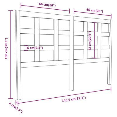 vidaXL Горна табла за легло, сива, 145,5x4x100 см, бор масив