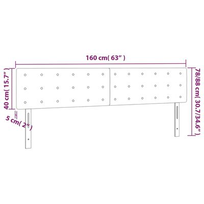 vidaXL LED горна табла за легло, светлосива, 160x5x78/88 см, плат