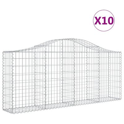 vidaXL Габионни кошници арка 10 бр 200x30x80/100 см поцинковано желязо