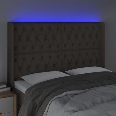 vidaXL LED горна табла за легло, таупе, 163x16x118/128 см, плат