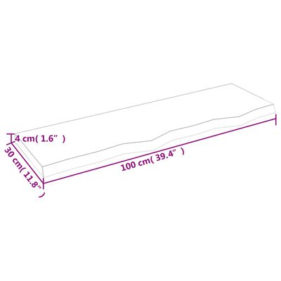 vidaXL Стенен рафт светлокафяв 100x30x(2-4) см обработен масивен дъб