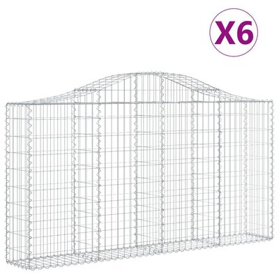 vidaXL Габионни кошници арка 6 бр 200x30x100/120 см поцинковано желязо