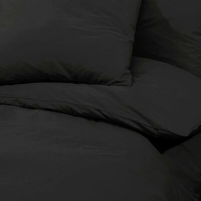 vidaXL Комплект спално бельо, черно, 135x200 см, памук