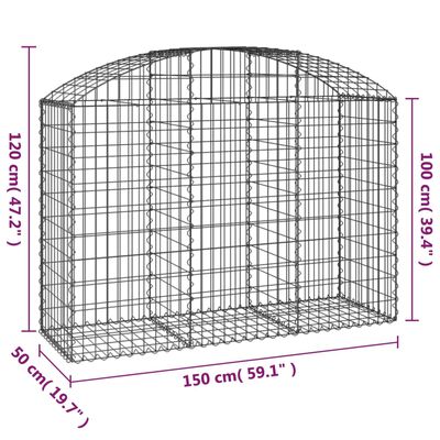 vidaXL Дъговидна габионна кошница 150x50x100/120 см поцинковано желязо