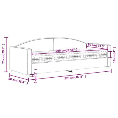 vidaXL Канапе с матрак, тъмносиво, 80x200 см, плат