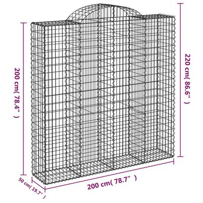 vidaXL Габиони кошници арка 13 бр 200x50x200/220 см поцинковано желязо