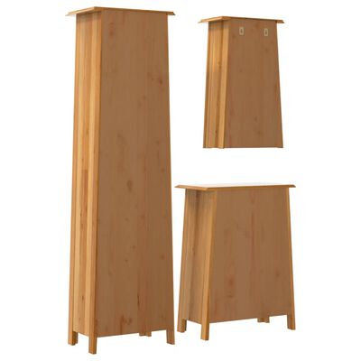 vidaXL Комплект мебели за баня, 3 части, масивна борова дървесина