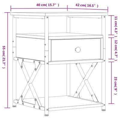 vidaXL Нощни шкафчета 2 бр дъб сонома 40x42x55 см инженерно дърво