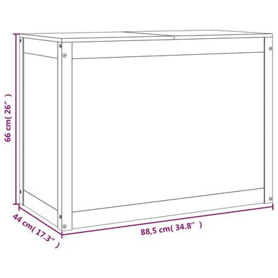 vidaXL Кутия за пране, черна, 88,5x44x66 см, борово дърво масив