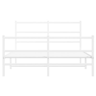 vidaXL Метална рамка за легло с горна и долна табла, бяла, 140x190 см