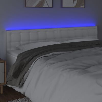 vidaXL LED Горна табла за легло, бяла, 160x5x78/88 см, изкуствена кожа