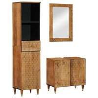 vidaXL Комплект мебели за баня, 3 части, масивна мангова дървесина