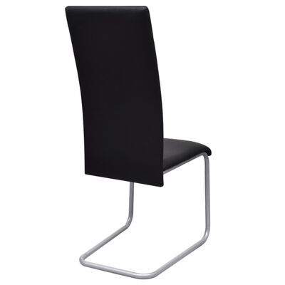 vidaXL Конзолни трапезни столове, 6 бр, черни, изкуствена кожа