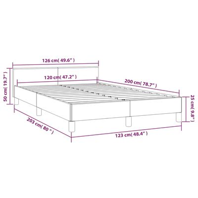 vidaXL Рамка за легло с табла, кремава, 120x200 см, изкуствена кожа