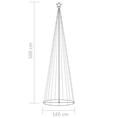 vidaXL Коледна елха конус, 752 LED цветни, декорация, 160x500 см