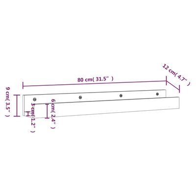 vidaXL Стенни рафтове, 2 бр, сива 80x12x9 см масивно борово дърво