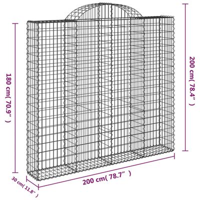 vidaXL Габионни кошници арка 6 бр 200x30x180/200 см поцинковано желязо