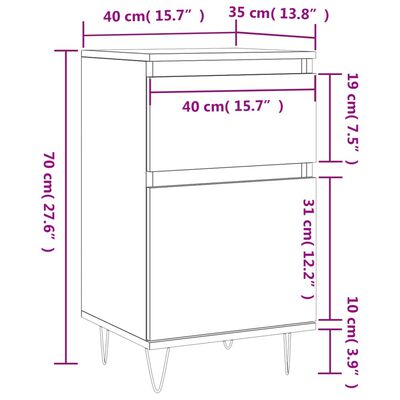 vidaXL Бюфет сив сонома 40x35x70 см инженерно дърво