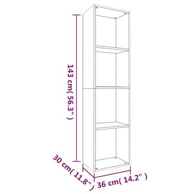 vidaXL Шкаф за книги/ТВ шкаф опушен дъб 36x30x143 см инженерно дърво