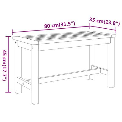 vidaXL Градинска пейка, 80x35x45 см, масивна акация