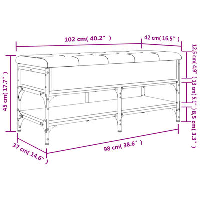 vidaXL Пейка за обувки, опушен дъб, 102x42x45 см, инженерно дърво