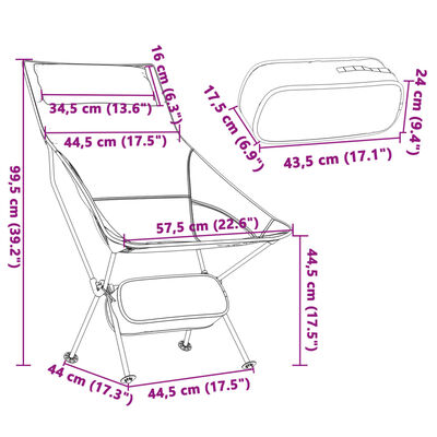 vidaXL Сгъваеми къмпинг столове, 2 бр, черни, оксфорд плат и алуминий